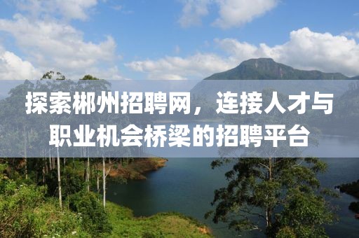 探索郴州招聘网，连接人才与职业机会桥梁的招聘平台